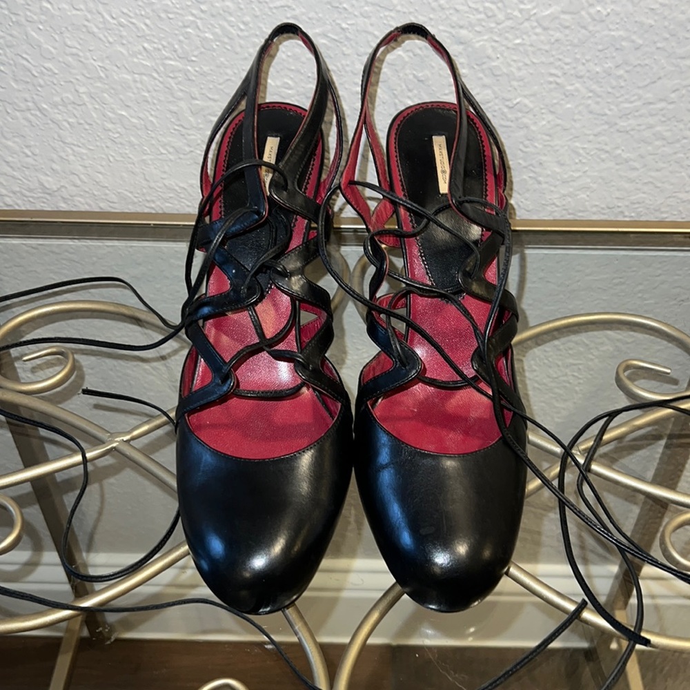 MaxStudio Black Lace Up Heels Size 10